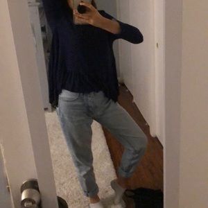 blue flowy long sleeve